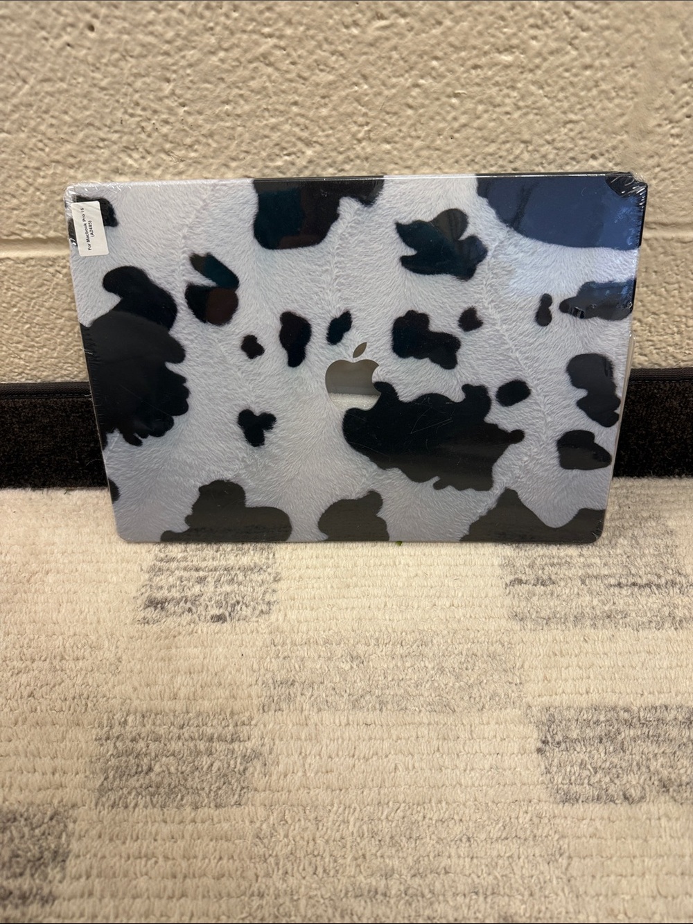 Cow Print MacBook Case with Apple Logo Black & White for MacBook Pro 15 (A2485)